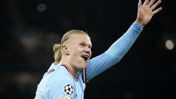 Five-star performance: Erling Haaland scores five goals as he beats RB Leipzig in a Man City breeze